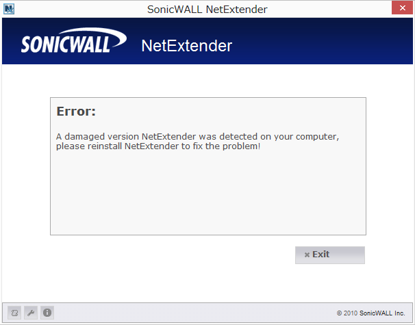 sonicwall netextender error a damaged version